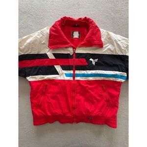 Vintage Tyrolia Men's XL Puff Jacket Color Block Red White Zip Up